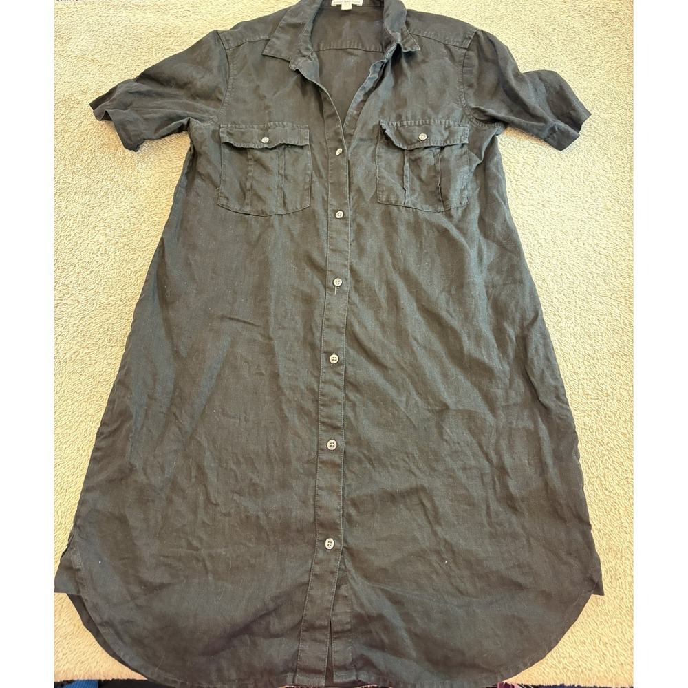 Standard James Perse Shirt Dress Black Linen Cupro Utility Minimalist Sz 2 M top - Picture 4 of 13